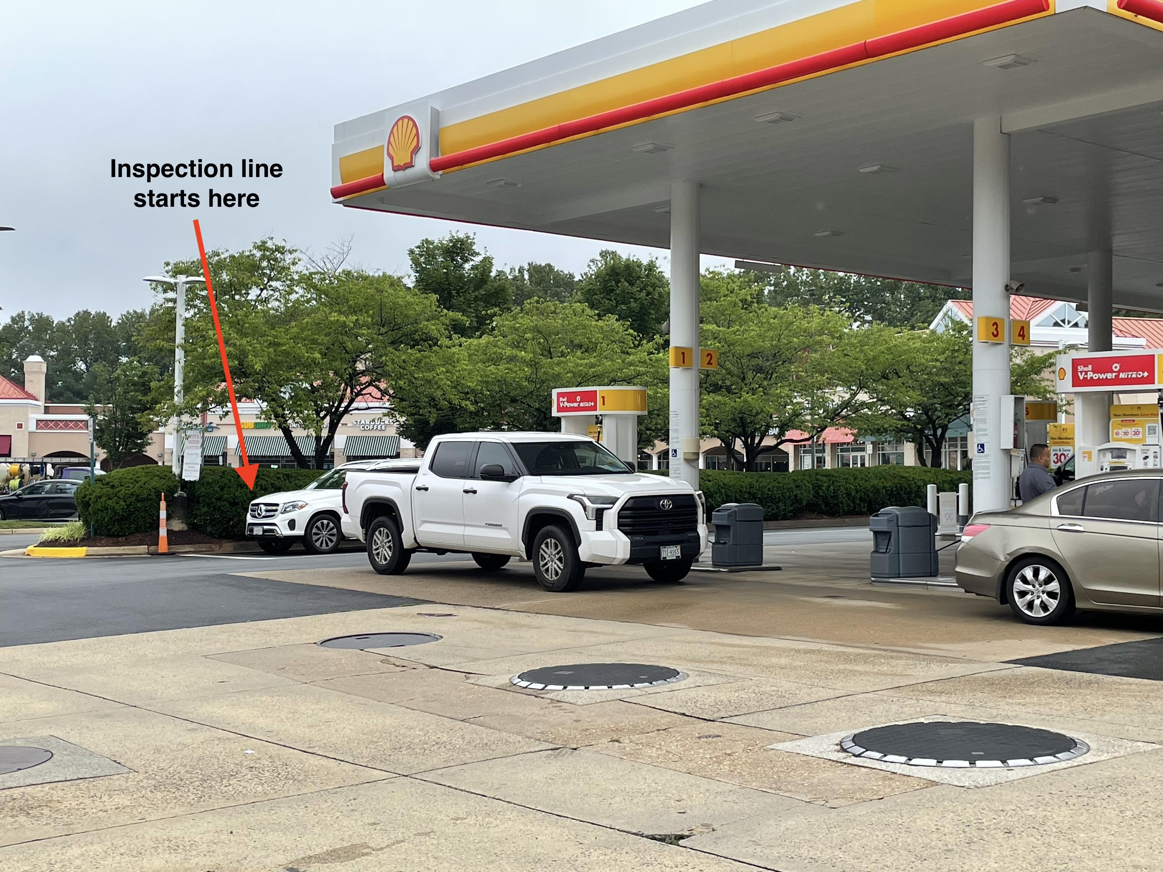 Union Mill Shell state safety inspection line at 5784 Union Mill Rd, Clifton VA